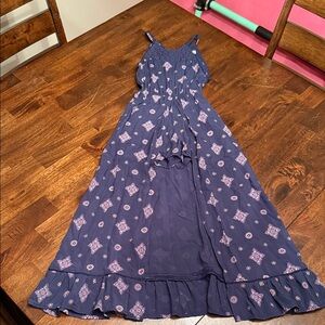 Epic Threads Girls Navy and Pink Casual Maxi Dress/Skirted Romper - S